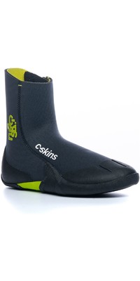 2025 C-Skins Junior Legend 3.5mm Zipped Round Toe Wetsuit Boots C-BOLEJZ - Graphite / Flash Green / Black